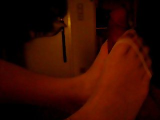 Footjob from my 20yo gf with white pantyhose. beautiful feet