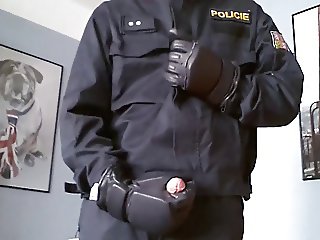 Police uniform and gloves