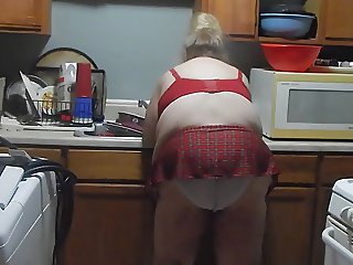 teasing hubby in the kitchen